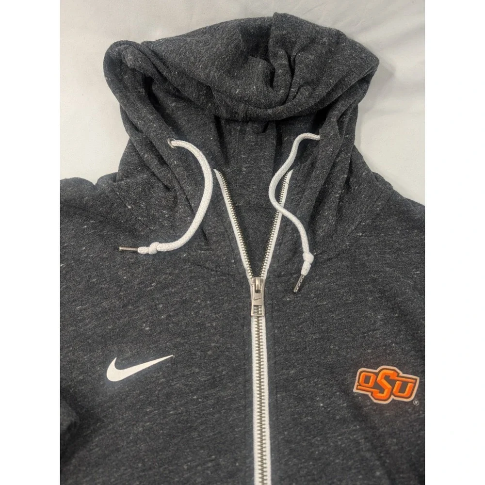 Oklahoma State Cowboys Hoodie Women  Gray Nike Full Zip NCAA Long Sleeve Large‎